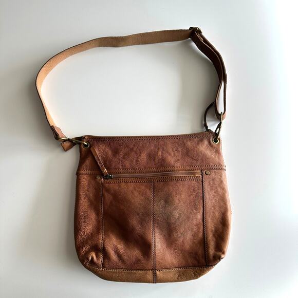 Fossil Sasha Y2K Distressed Brown Pebbled Leather Adjustable Shoulder Bag Purse - Picture 2 of 9